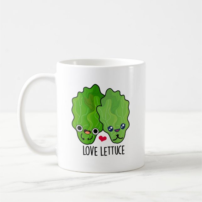 Kärlek Lettuce Funny Veggie Pun Kaffemugg (Vänster)
