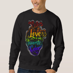 Kärlek Lgbtq är min favorithjärtefråga Färg Rainbo Lång Ärmad Tröja