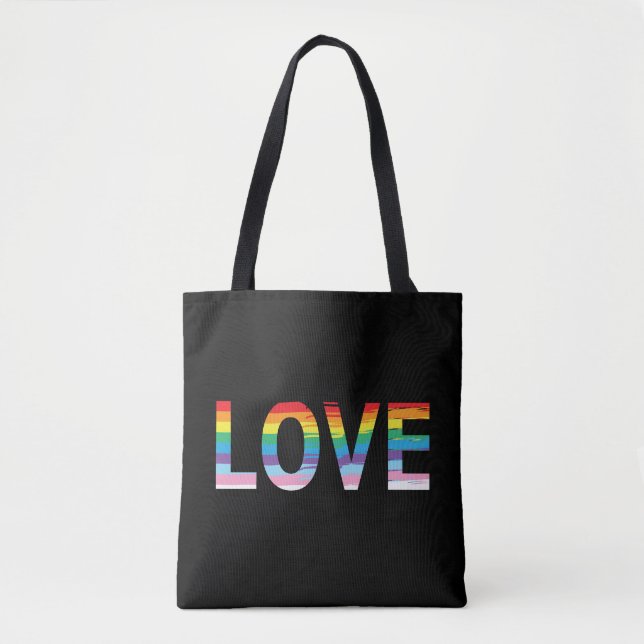 KÄRLEK LGBTQIA Rainbow Flagga, Pride Trendig Tote  Tygkasse (Framsida)
