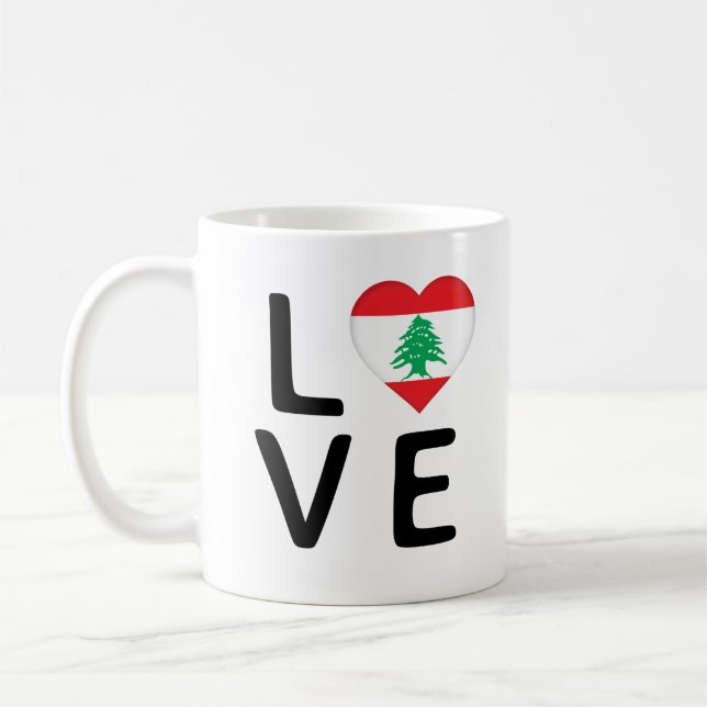 Kärlek - Libanon Flagga Kaffemugg (Vänster)