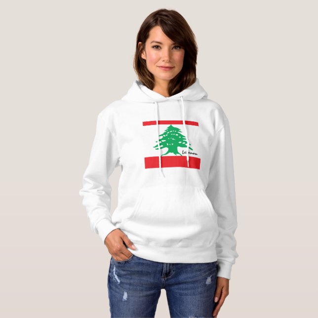Kärlek Libanon Hoodie, libanesiska Flagga patriote T Shirt (Hel framsida)