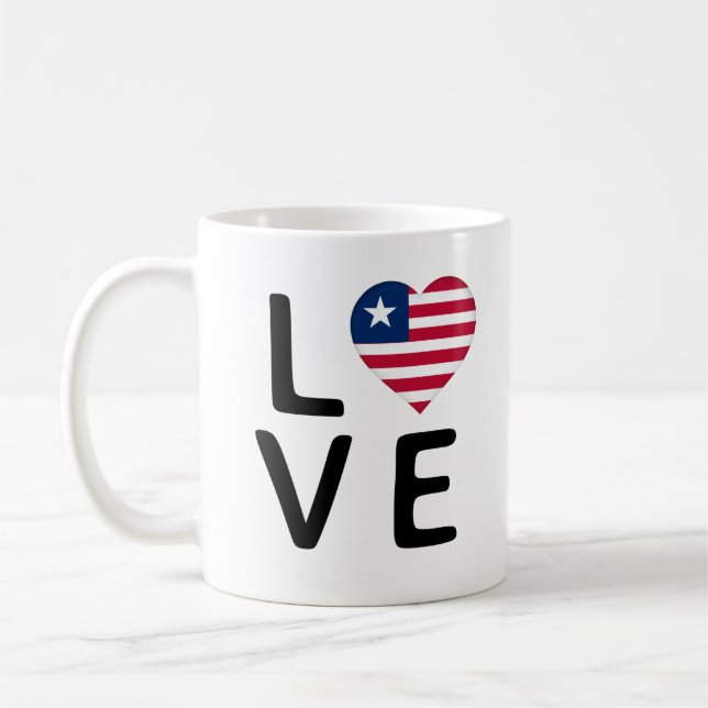 Kärlek - Liberia Flagga Kaffemugg (Vänster)