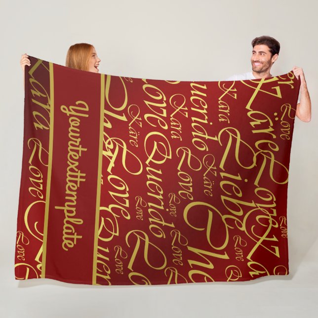 Kärlek,liebe,kara,cher,käre,querido,text,ro,festiv Fleecefilt (På plats)