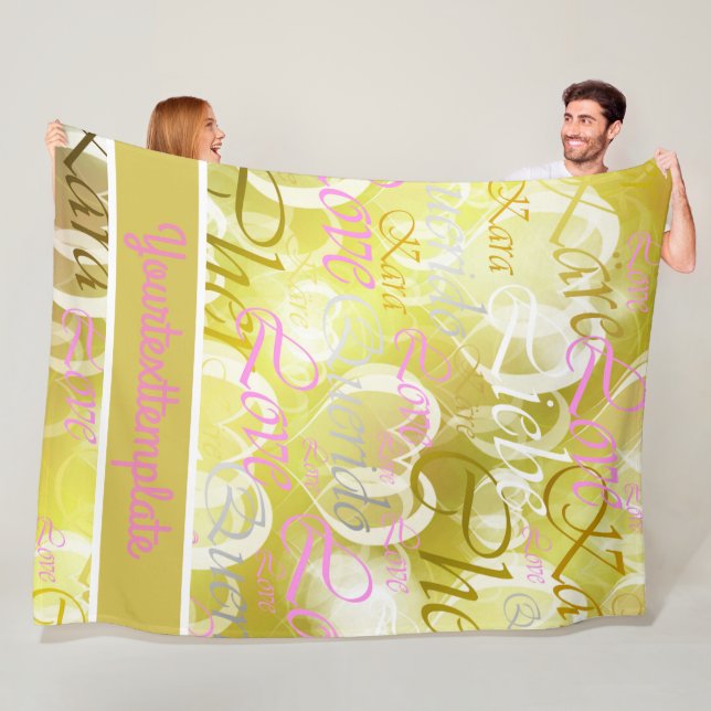 Kärlek,liebe,kara,cher,käre,querido,text,ro,festiv Fleecefilt (På plats)