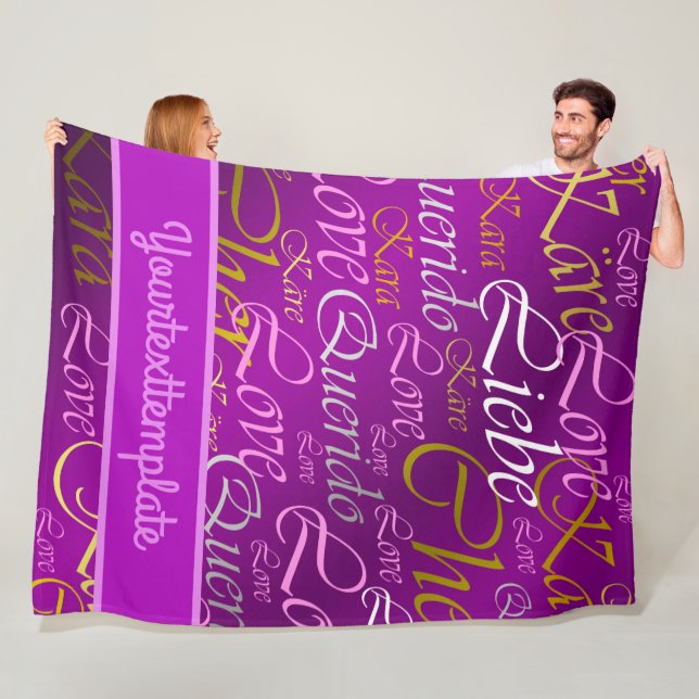 Kärlek,liebe,kara,cher,käre,querido,text,ro,festiv Fleecefilt (På plats)