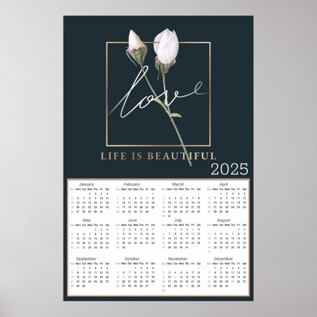 Kärlek Life är vackert Ro Buds 2025-kalender Poster (Framsidan)