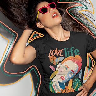 Kärlek Life Colorful Ansikte Motivational T Shirt
