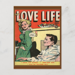 Kärlek Life Flirt Romantik Tecknad Illustration Re Vykort