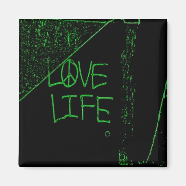 Kärlek Life Graffiti Magnet - Neon Grönt (Framsidan)