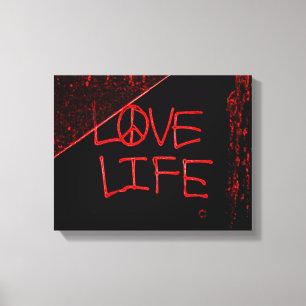 Kärlek Life Grafiti Wrapped Canvas Skriv ut - Neon