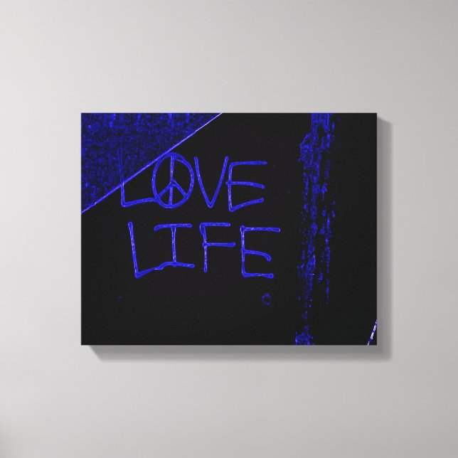 Kärlek Life Grafiti Wrapped Canvas Skriv ut - Neon (Framsida)