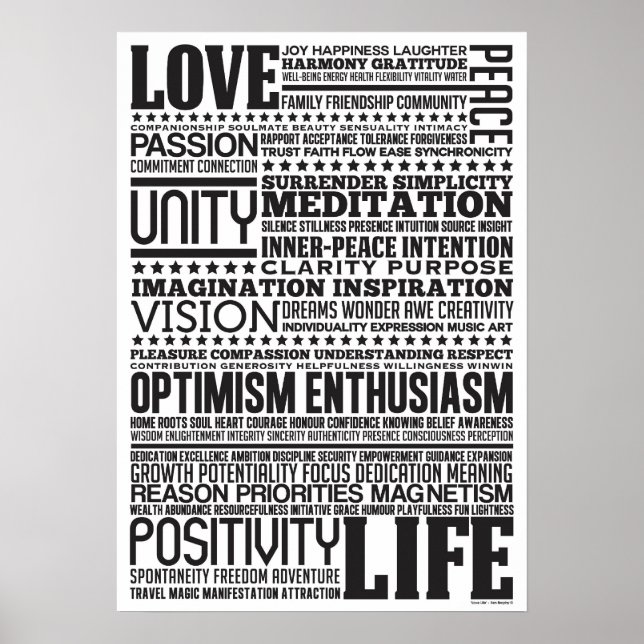 "Kärlek Life" inspirationerande Motivational Art D Poster (Framsidan)
