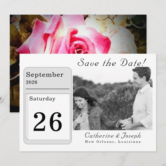 Kärlek ligger i Bloom Bröllop spara datum Datumet (Fram/baksida)