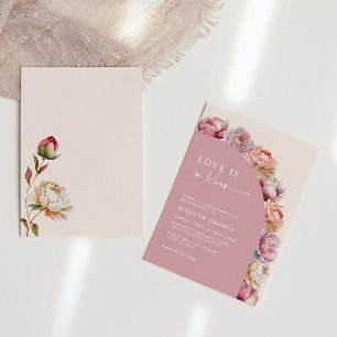Kärlek ligger i Bloom Rosa Peony Ram Möhippa i Inbjudningar