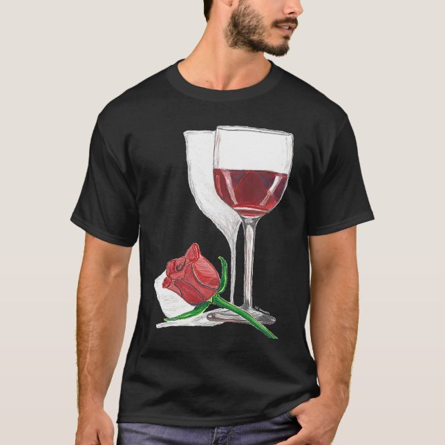 Kärlek ligger i glaset Luft Vin och Hand plockade  T Shirt (Framsida)