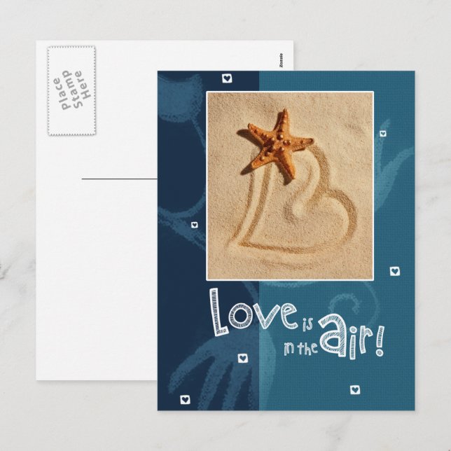 Kärlek ligger i Luft. Alla hjärtans dag Helg Vykort (Fram/baksida)