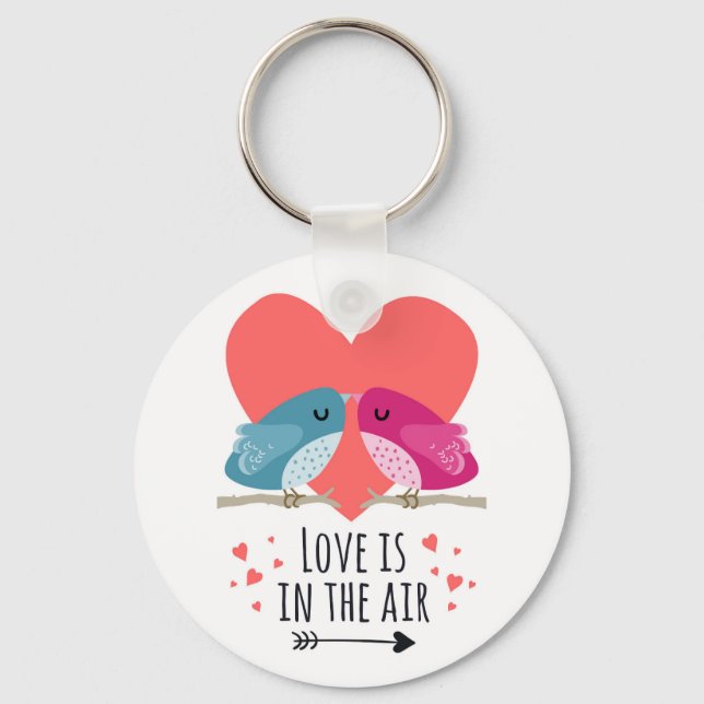 Kärlek ligger i luft med söta tecknader i kärlek nyckelring (Framsida)