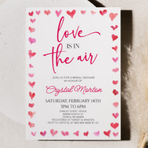 Kärlek ligger i Luft Red Rosa Hearts Möhippa Inbjudningar