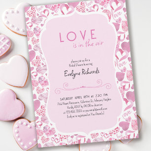Kärlek ligger i Luft Rosa Kärlek Heart-Möhippan Inbjudningar