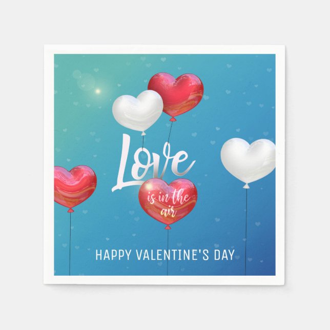 Kärlek ligger i Luft Valentine Balloons Pappersser Pappersservett (Framsidan)