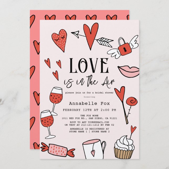 Kärlek ligger i Luft Valentine-Möhippan Inbjudningar (Fram/baksida)