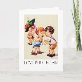 Kärlek ligger i Luft. Vintage Art Valentindagen Helgkort