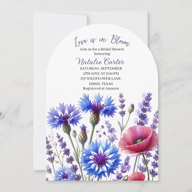 Kärlek ligger i Möhippan Bloom Vår Blommigt Inbjudningar (Framsida)