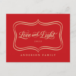 Kärlek & Light Classic Guld Ram Helg Vykort