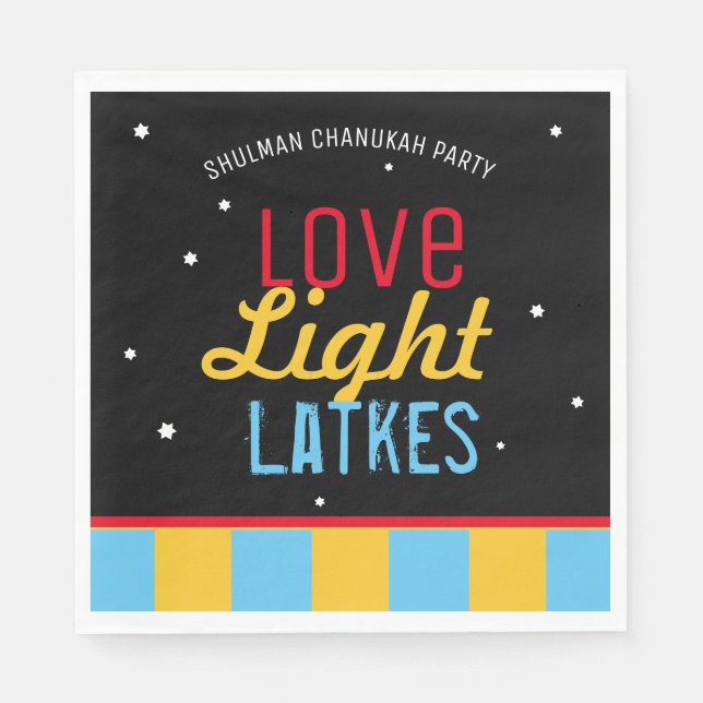 Kärlek Light Latkes Black Hanukkah Funny Quote Pappersservett (Framsidan)