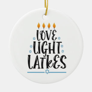 Kärlek Light Latkes Funny Hanukkah Jewish Helgdag Julgransprydnad Keramik