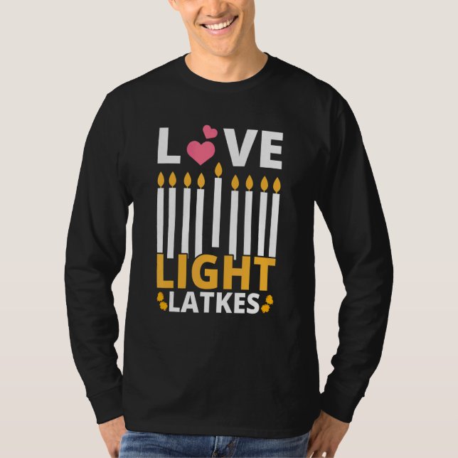Kärlek Light Latkes Hanukkah Chanukah Jewish Manar T Shirt (Framsida)