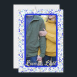 Kärlek & Light Photo Hanukkah Card Julkort<br><div class="desc">Foto Hanukkah-kort med bakgrunden Kärlek & Light hälsning och hand plockade mönster.</div>