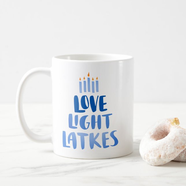 Kärlek Light Sjöar | Modern Roligt Hanukkah Kaffemugg (Med munk)