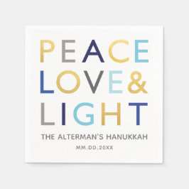 Kärlek & Light Typography Hanukkah Helgdag Blue Gu Pappersservett