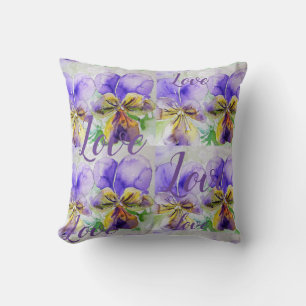 Kärlek Lila blommigt blomma Vattenfärg Viola Mönst Kudde