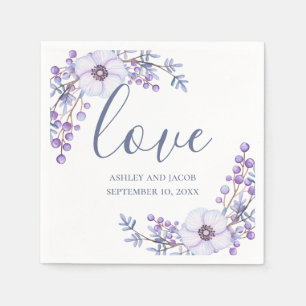 Kärlek. Lila blommor. Bröllop på Lilac blommigt-sk Pappersservett