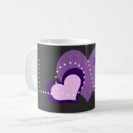 Kärlek Lila Hearts Kaffemugg