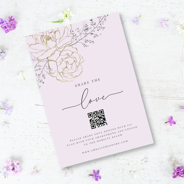  Kärlek Lilac Bröllop-fotodelningskod QR-kod Tilläggskort (Skapare uppladdad)