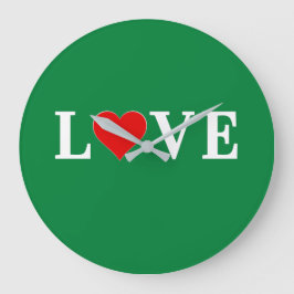 KÄRLEK Lime Green Modern Stor Klocka