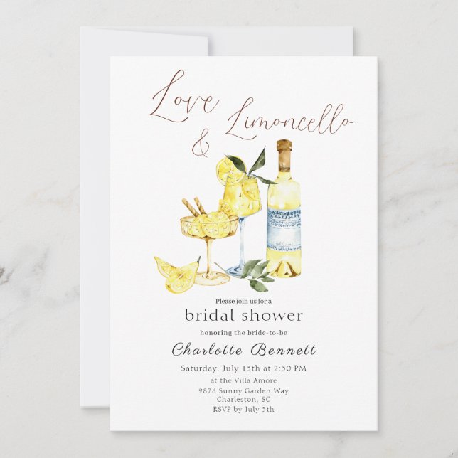 Kärlek Limoncello Cocktail Möhippa Inbjudningar (Framsida)