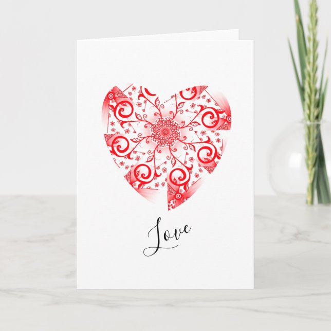 Kärlek linje röda hjärtan valentindesign kort (Framsida)
