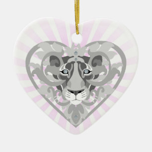 Kärlek Lioness Locket(starburst)hjärtformad orname Julgransprydnad Keramik