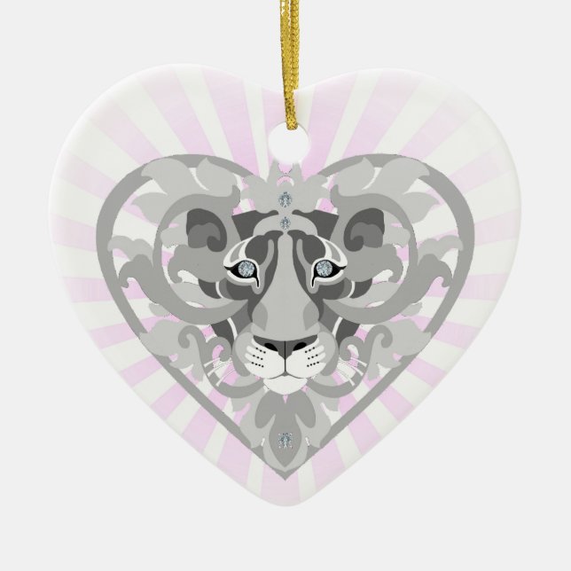 Kärlek Lioness Locket(starburst)hjärtformad orname Julgransprydnad Keramik (Framsidan)