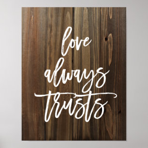Kärlek litar alltid på Faux Wood POSTER