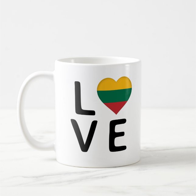 Kärlek - Litauen Flagga Kaffemugg (Vänster)