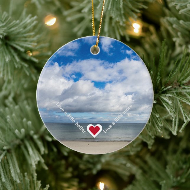 Kärlek lite bättre/mer Heart Recovery Slogan Julgransprydnad Keramik (Träd)