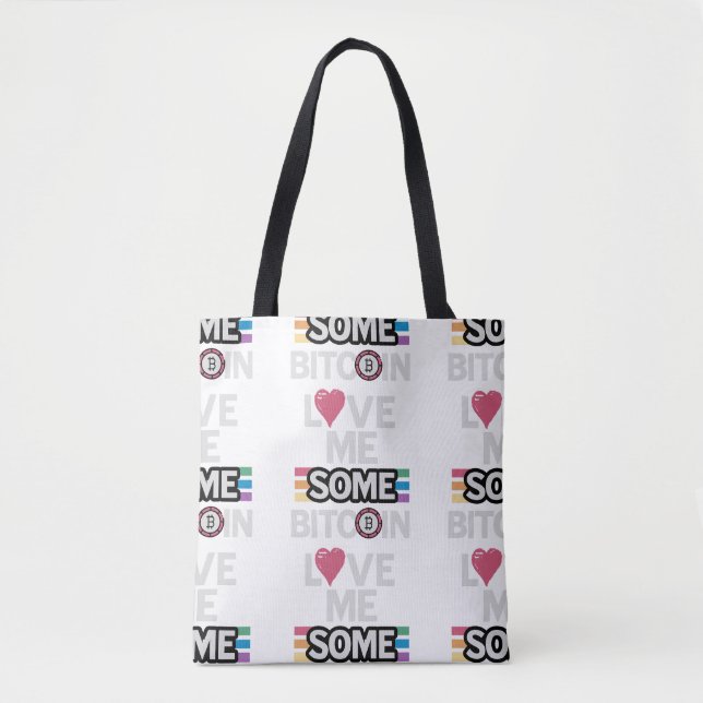 "Kärlek lite Bitcoin" White Totebag Tygkasse (Framsida)