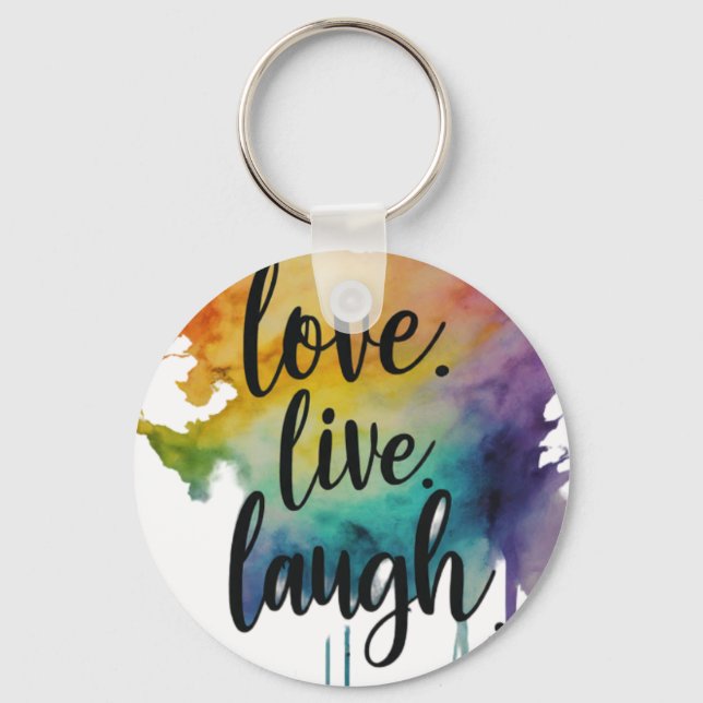 Kärlek, live, Laugh Circle Keychain Nyckelring (Framsida)