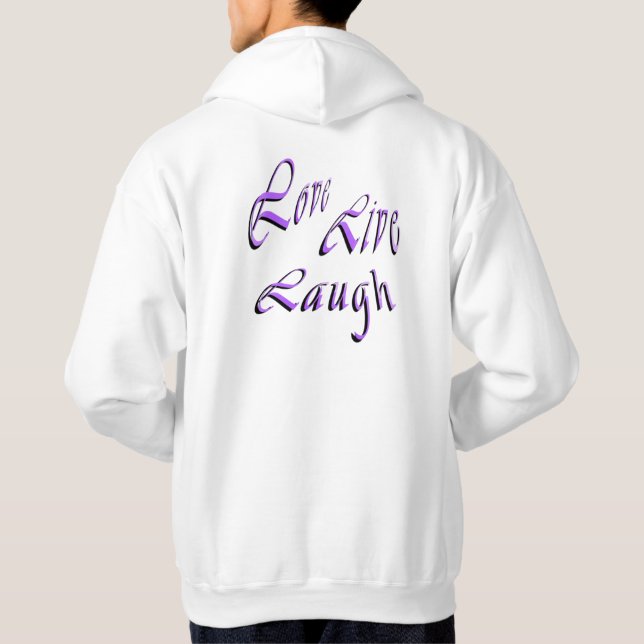 Kärlek Live Laugh Logotyp, Manar White Hoodie (Baksida)