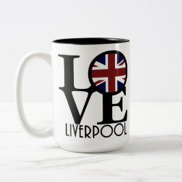 KÄRLEK Liverpool England (UK Flagga) 15oz Två-Tonad Mugg